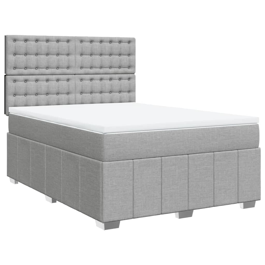 vidaXL Cama com molas/colchão 140x200 cm tecido cinzento-claro
