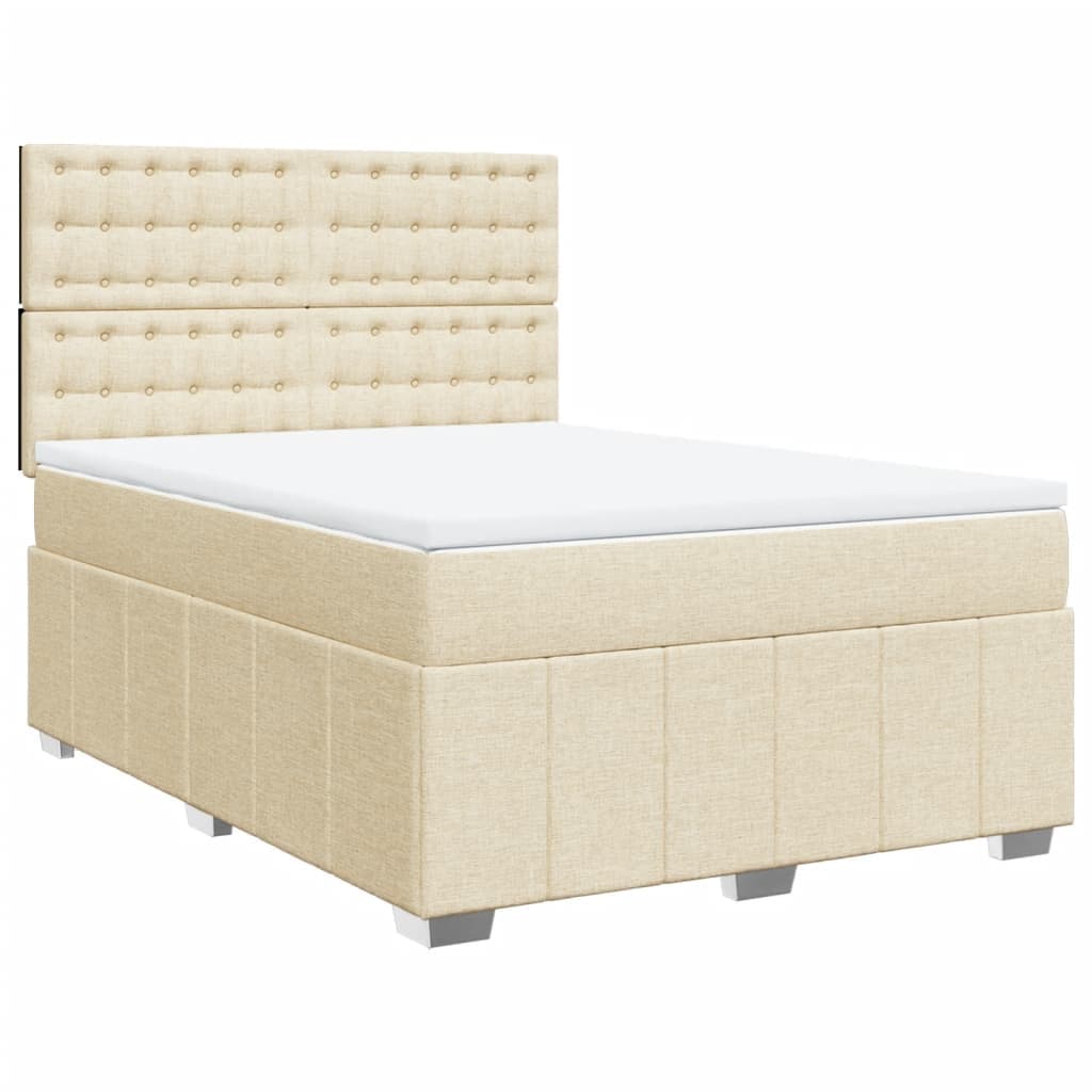 vidaXL Cama com Molas/colchão 140x200 cm Tecido Cor Creme - 3075937601