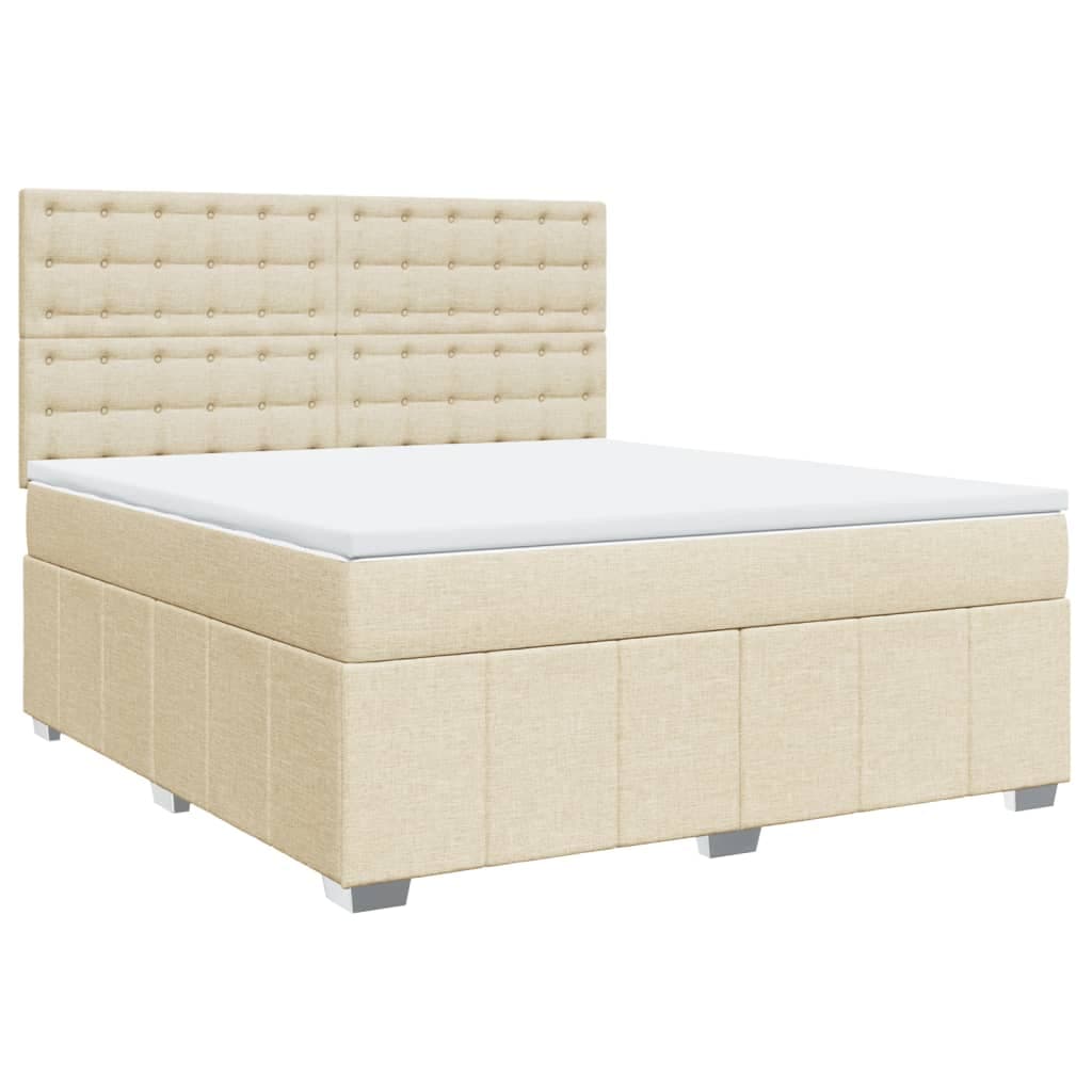 vidaXL Cama com molas/colchão 180x200 cm tecido cor creme