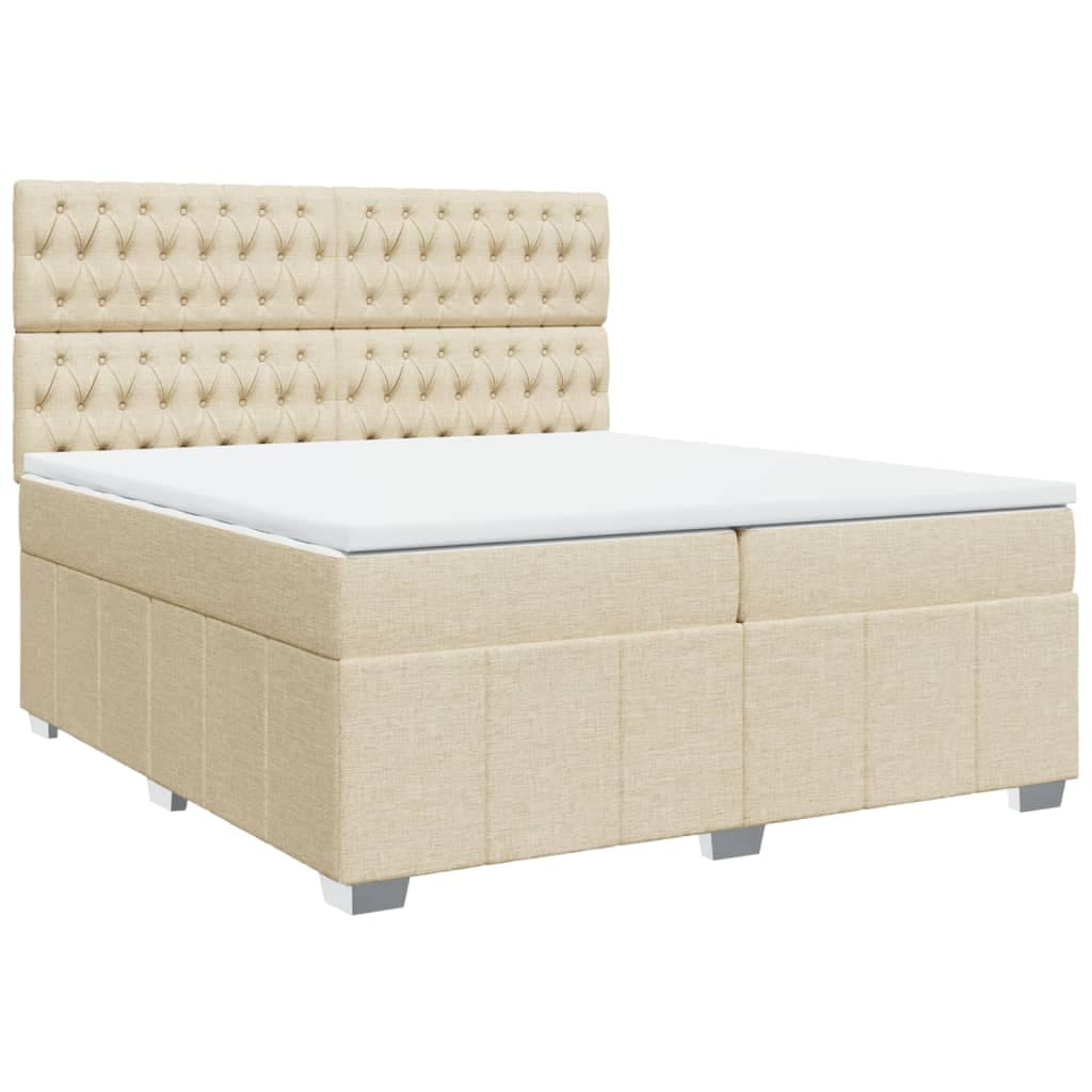 vidaXL Cama com Molas/colchão 200x200 cm Tecido Cor Creme - 4176559019