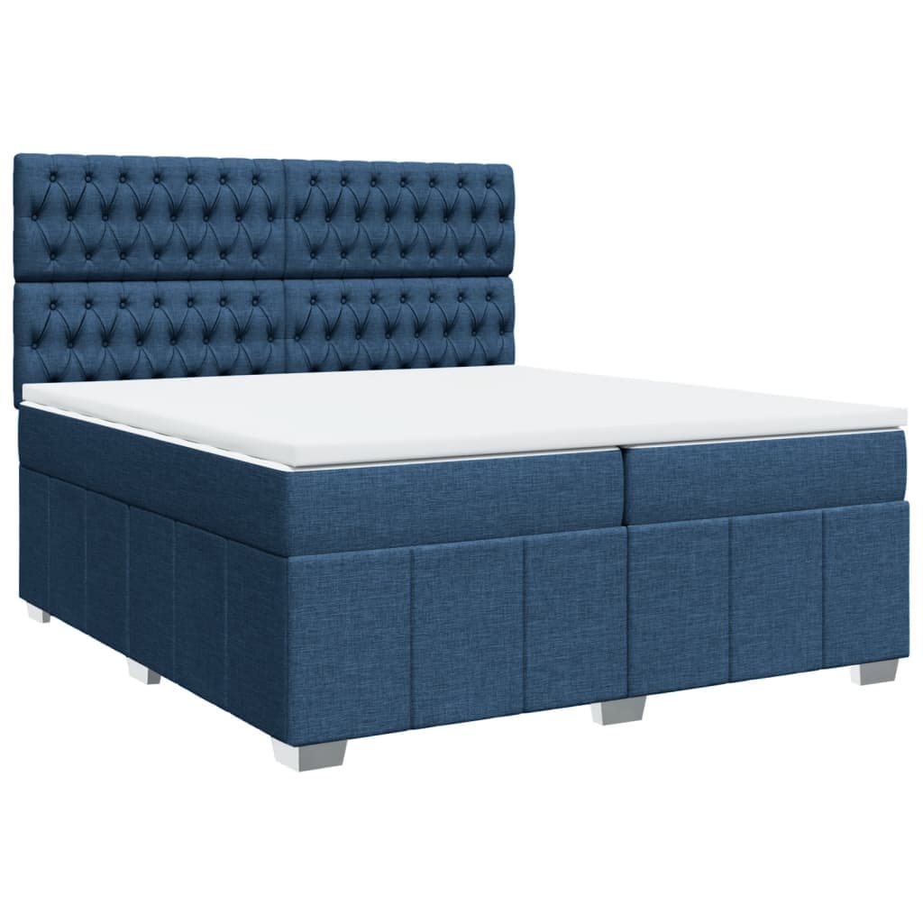 vidaXL Cama com Molas/colchão 200x200 cm Tecido Azul - 1749952058