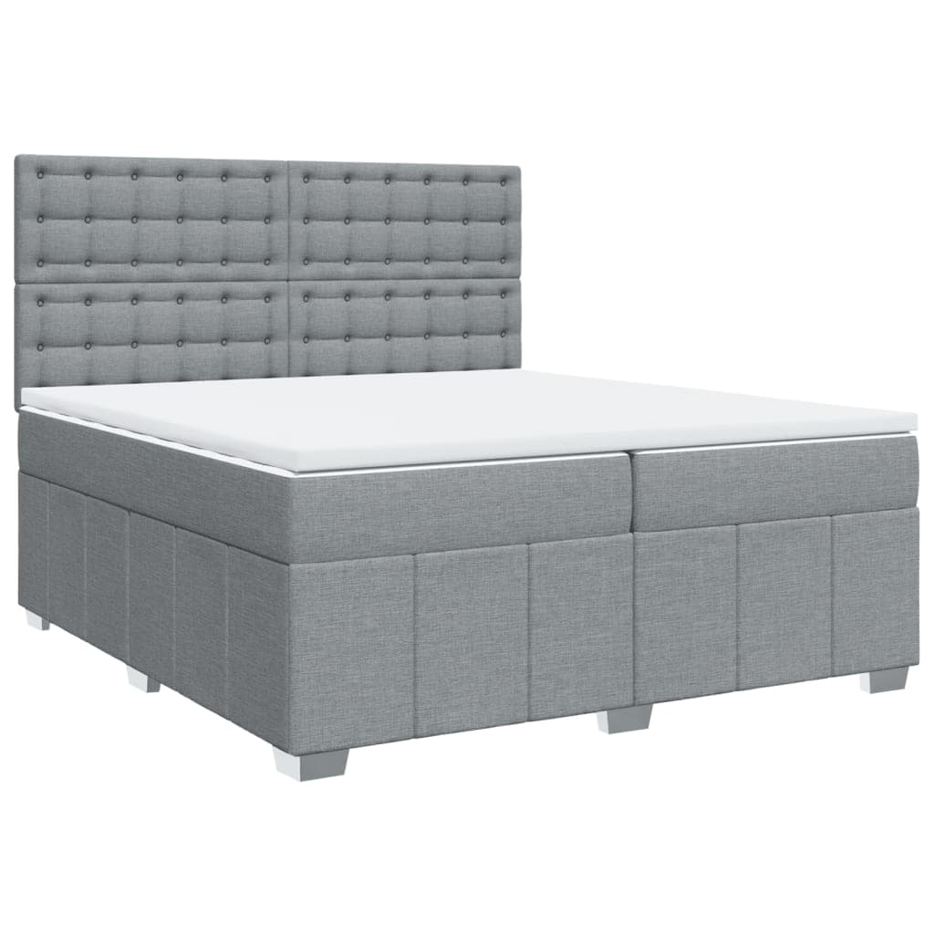 vidaXL Cama com Molas/colchão 200x200 cm Tecido Cinza-claro - 524883628
