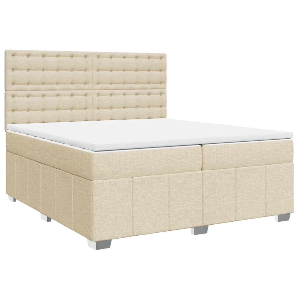 vidaXL Cama com Molas/colchão 200x200 cm Tecido Cor Creme - 2028165968