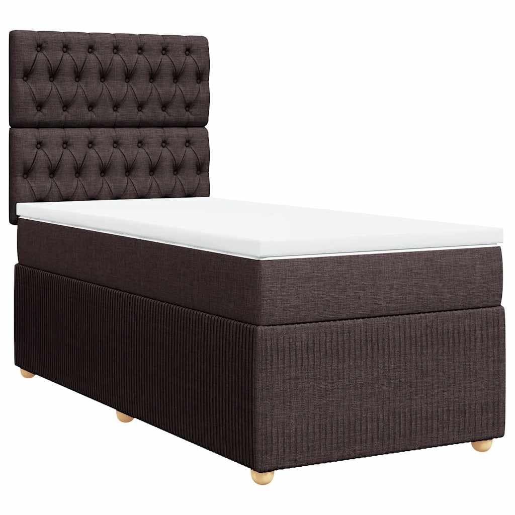 vidaXL Cama com Molas/colchão 90x190 cm Tecido Castanho-escuro - 3789773598