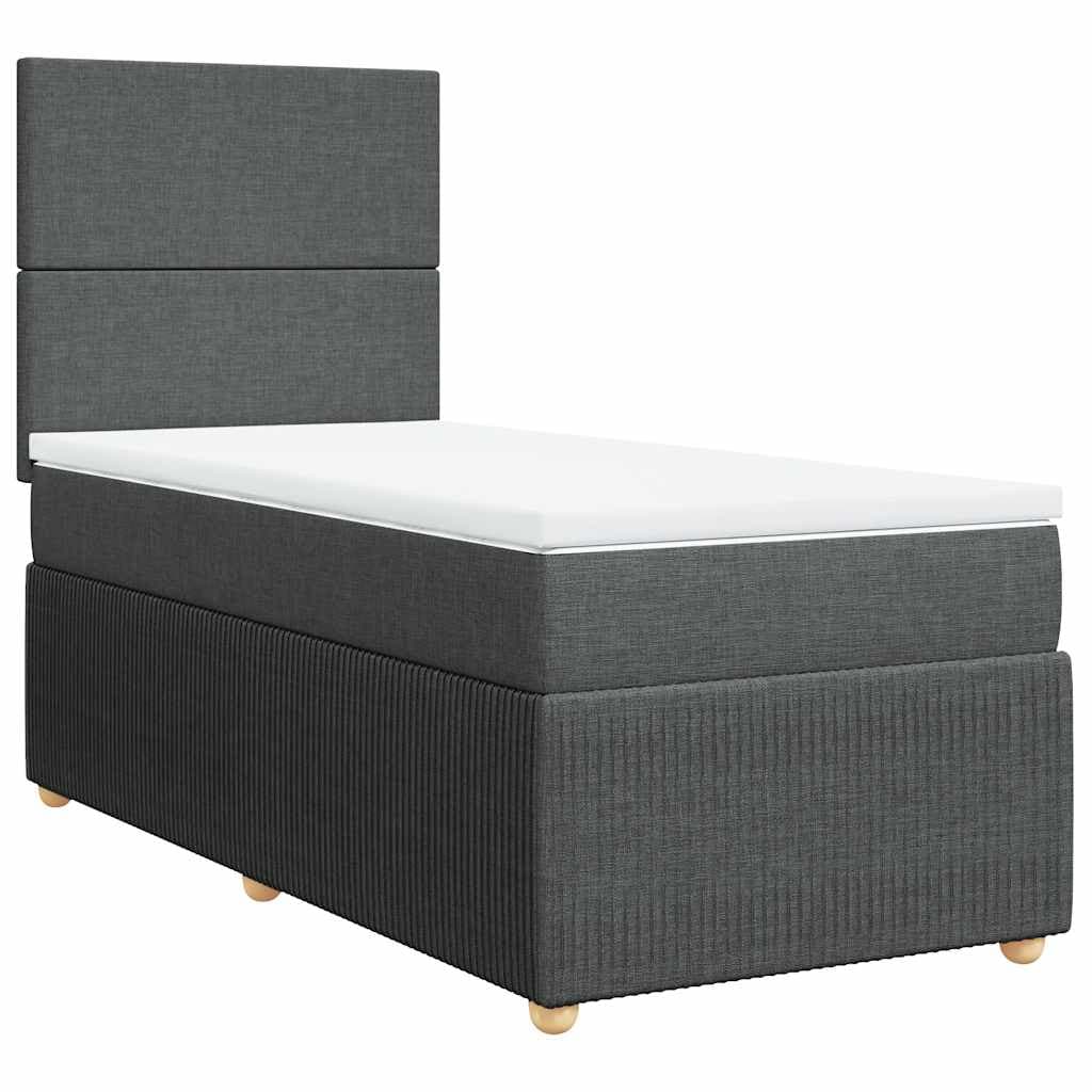 vidaXL Cama com molas/colchão 90x200 cm tecido cinzento-escuro