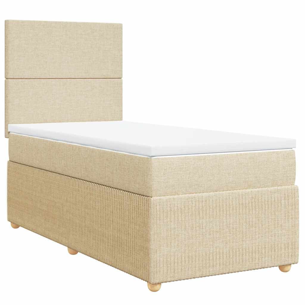vidaXL Cama com Molas/colchão 100x200 cm Tecido Cor Creme - 2195872259