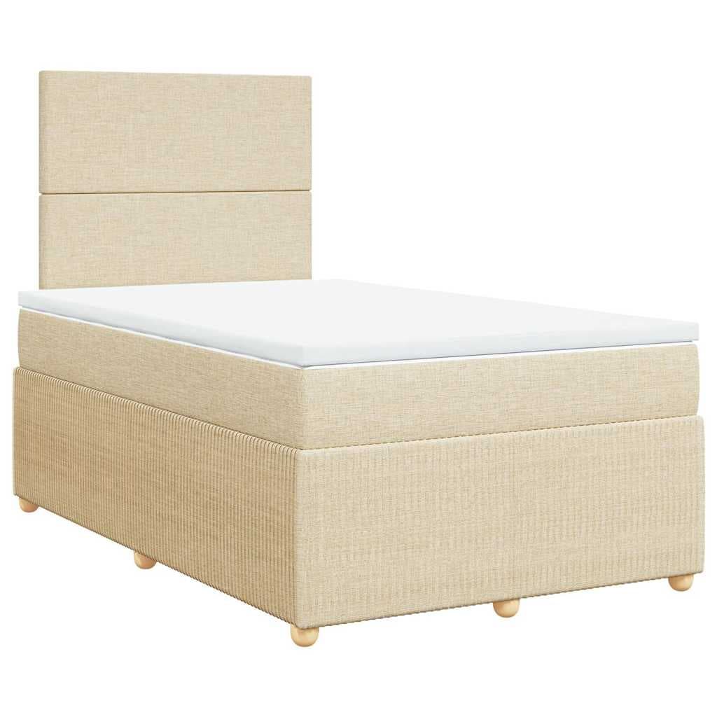 vidaXL Cama Boxspring com Colchão 120x190 cm Tecido Cor Creme - 3961119737
