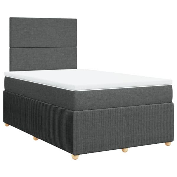 vidaXL Cama com Molas/colchão 120x200 cm Tecido Cinzento-escuro - 1053374857