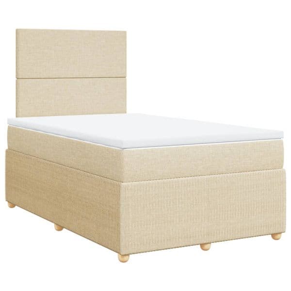 vidaXL Cama com Molas/colchão 120x200 cm Tecido Cor Creme - 4236758911