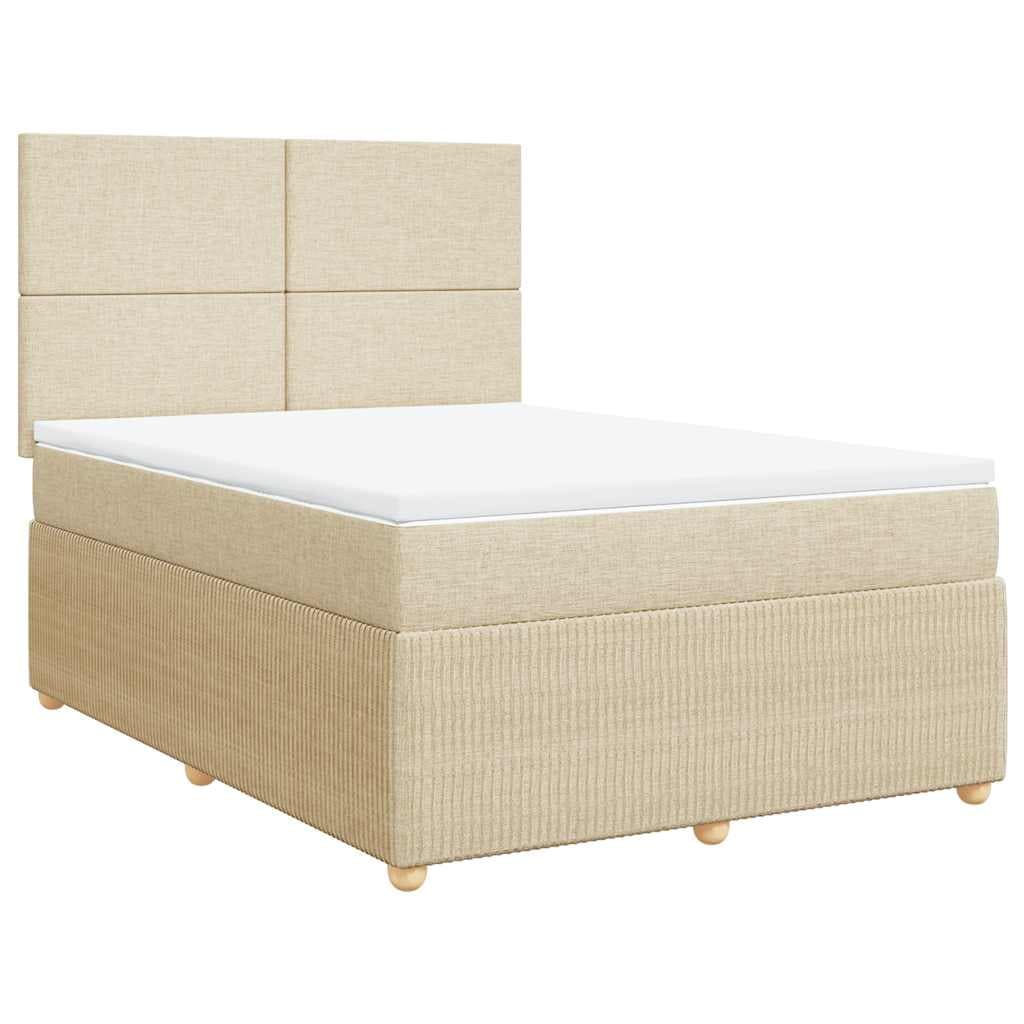 vidaXL Cama com Molas/colchão 140x190 cm Tecido Cor Creme - 2751914187