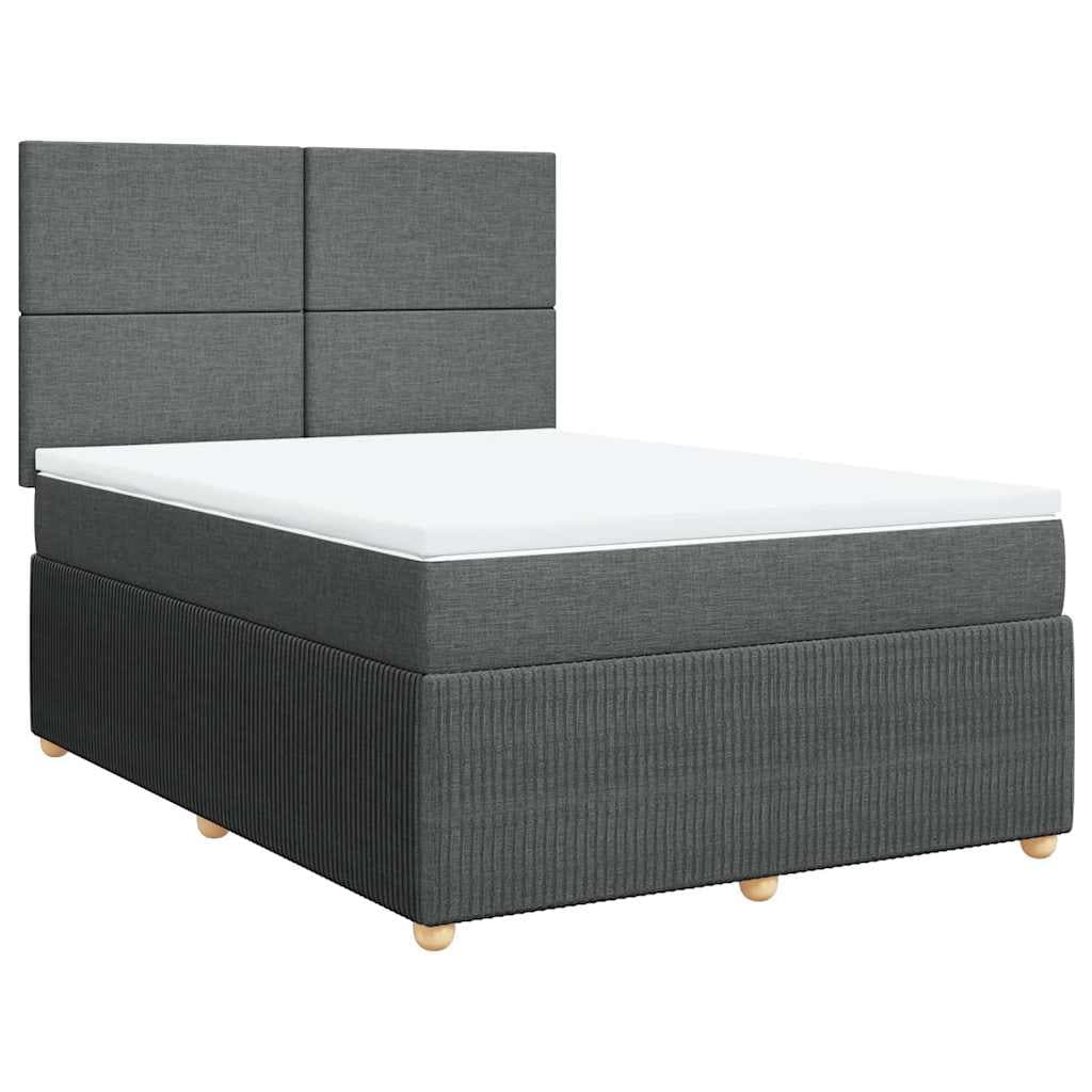 vidaXL Cama com Molas/colchão 140x200 cm Tecido Cinzento-escuro - 1878940182
