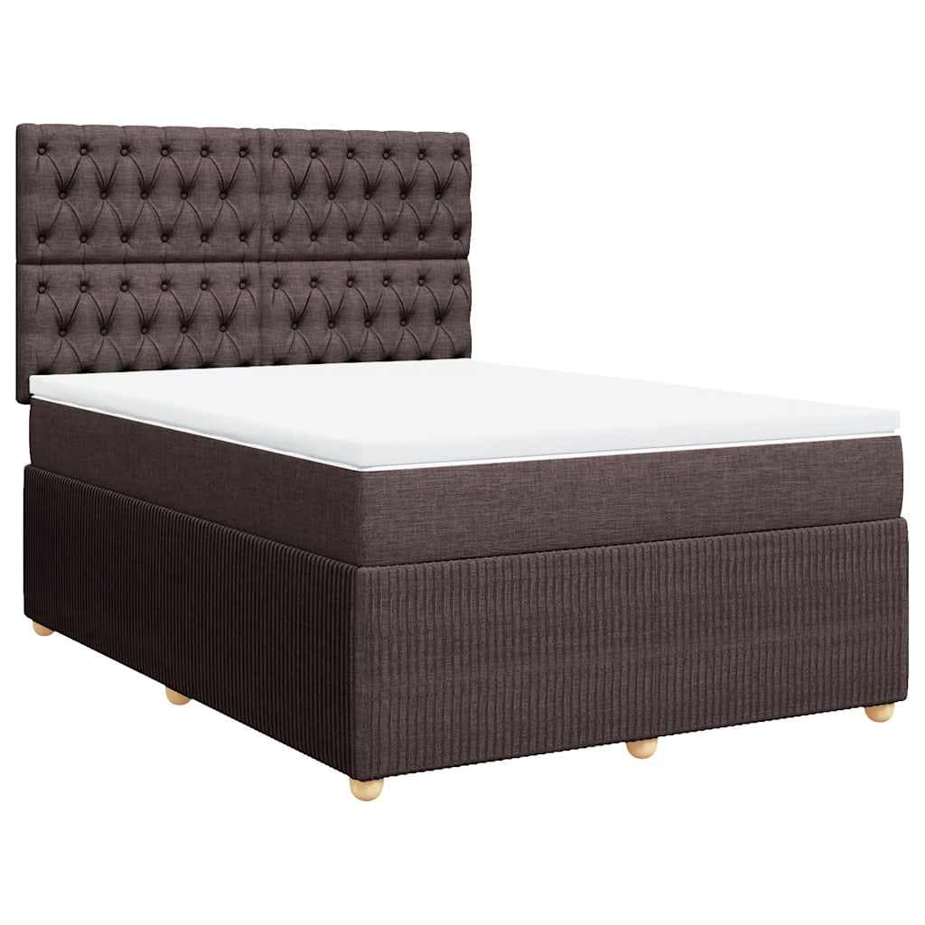 vidaXL Cama com molas/colchão 160x200 cm tecido castanho-escuro