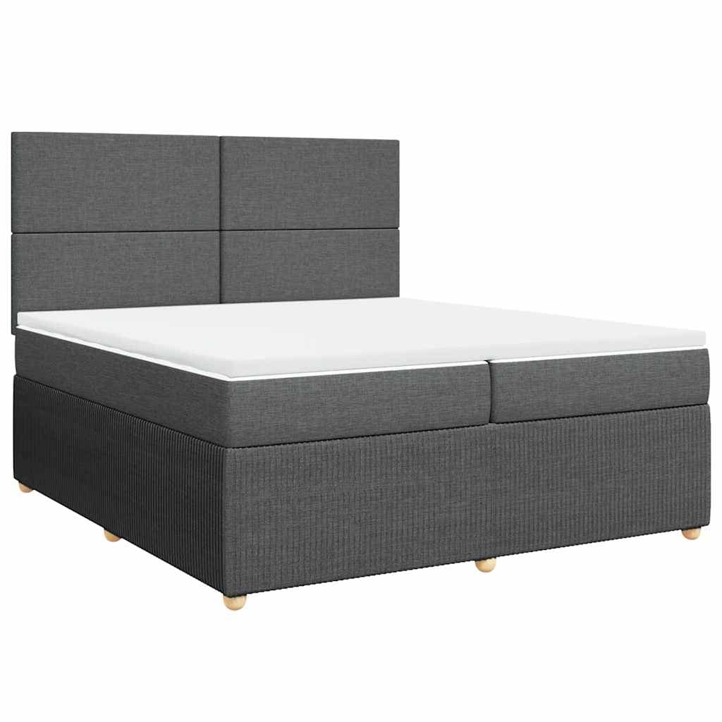 vidaXL Cama com Molas/colchão 200x200 cm Tecido Cinzento-escuro - 1533515450