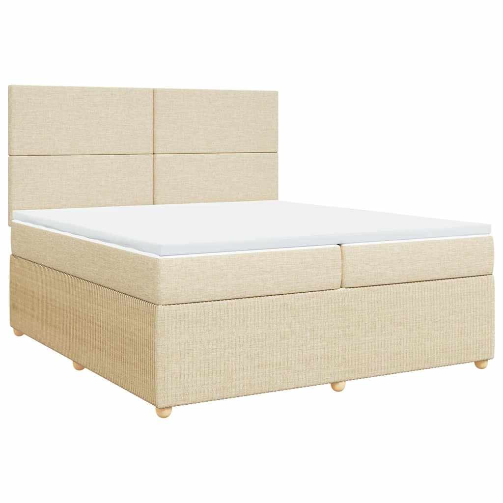 vidaXL Cama com Molas/colchão 200x200 cm Tecido Cor Creme - 2569625676