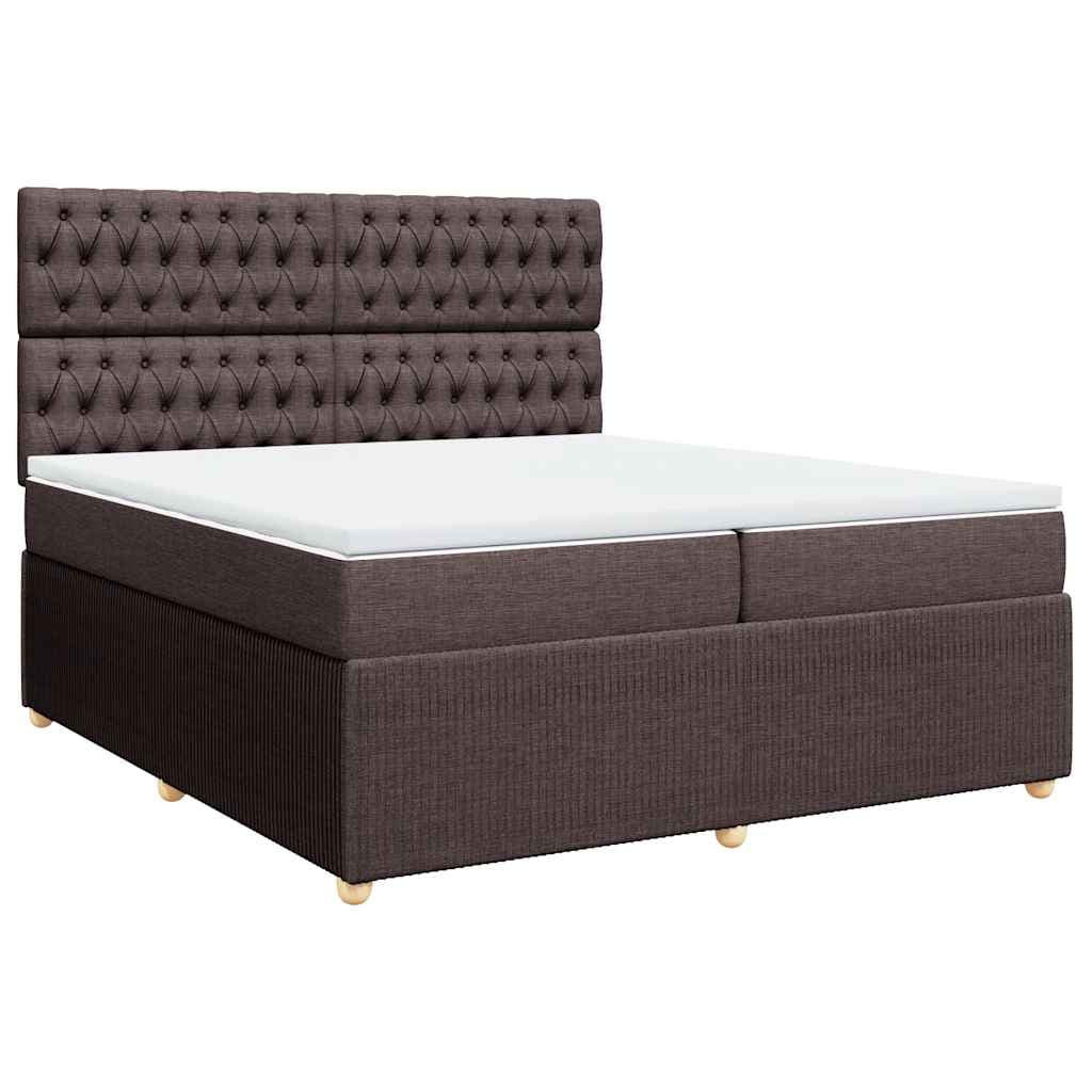 vidaXL Cama com molas/colchão 200x200 cm tecido castanho-escuro