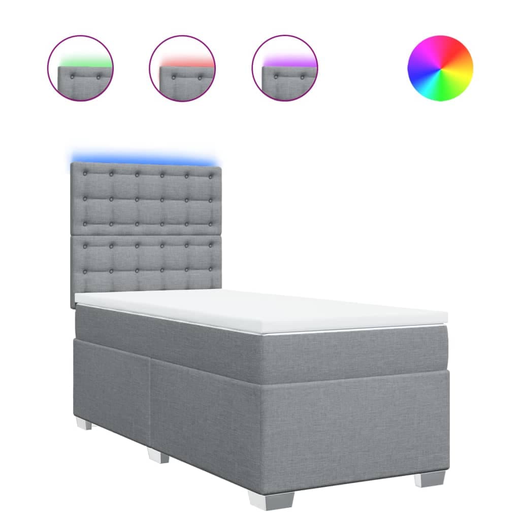 vidaXL Cama com molas/colchão 80x200 cm tecido cinza-claro