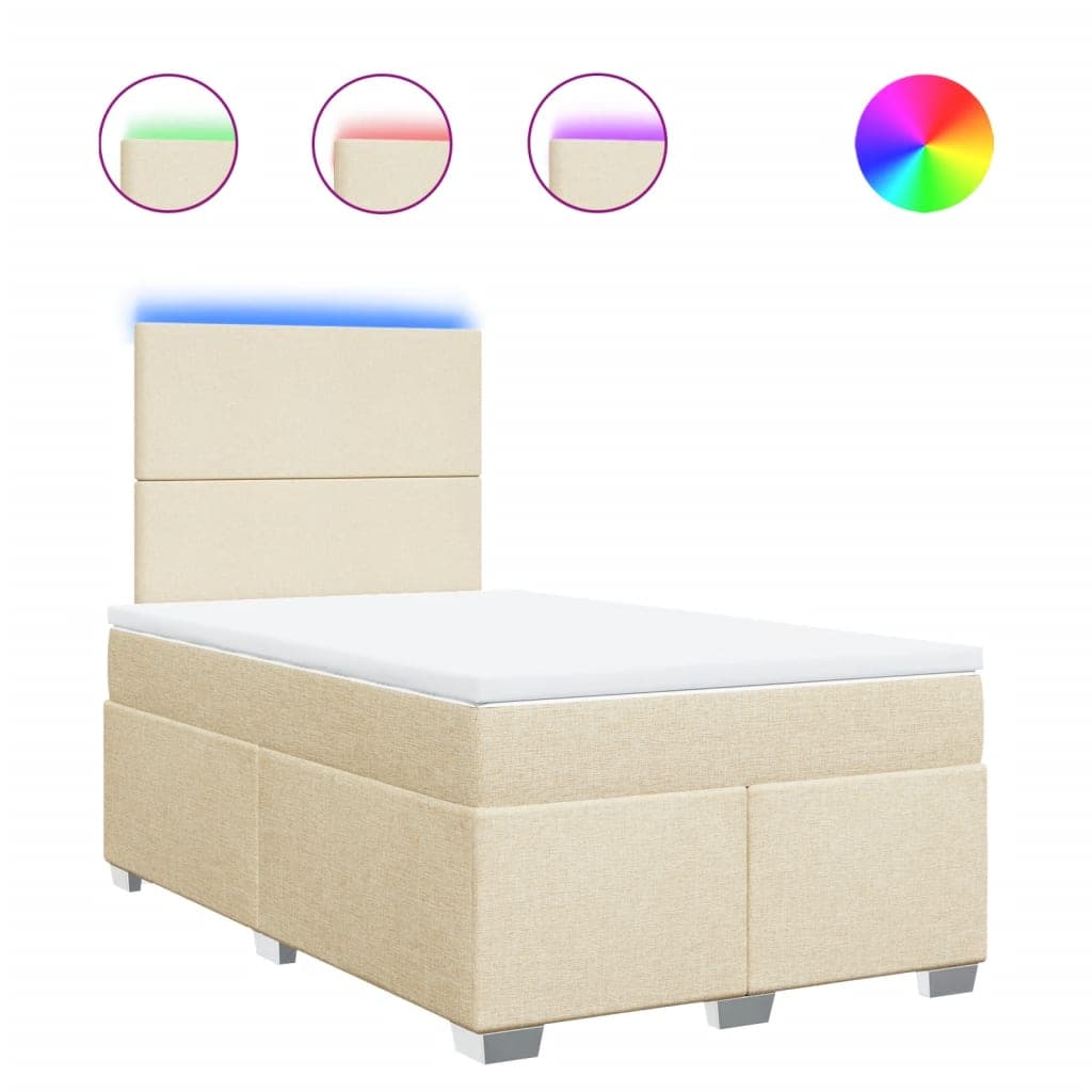 vidaXL Cama com molas/colchão 120x200 cm tecido cor creme