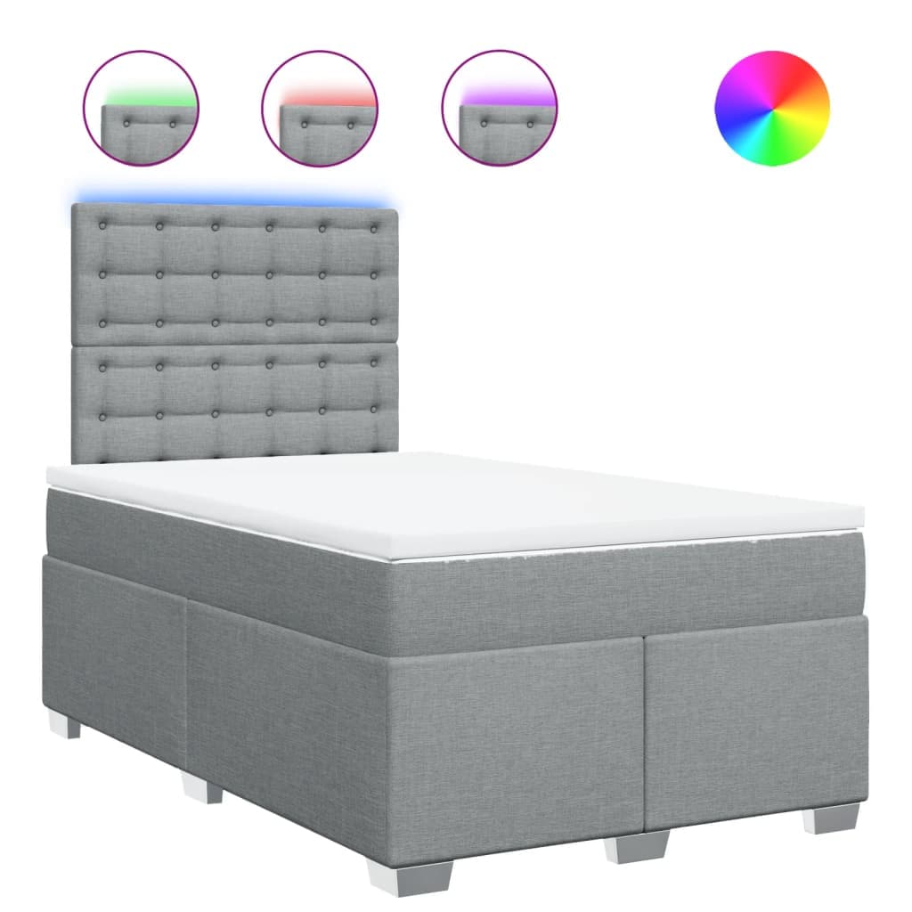 vidaXL Cama com molas/colchão 120x200 cm tecido cinza-claro