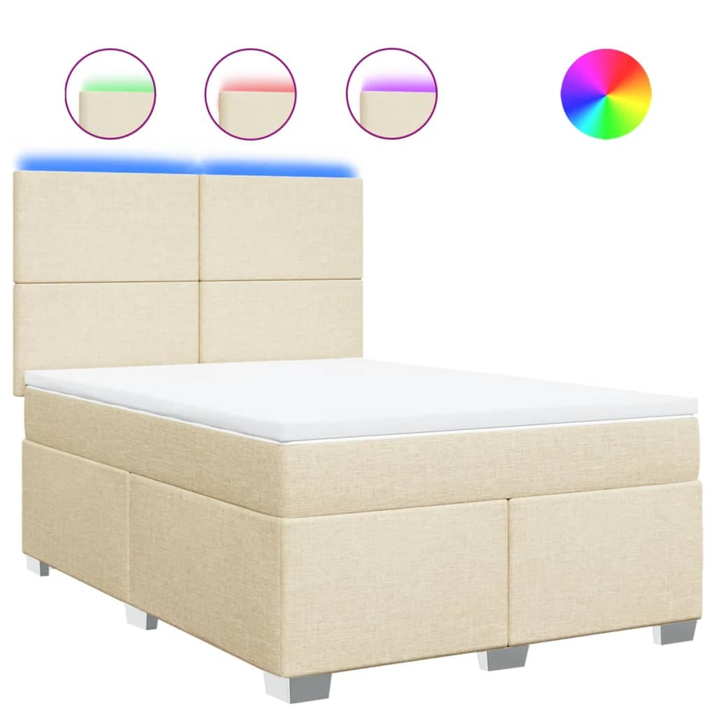 vidaXL Cama com Molas/colchão 140x190 cm Tecido Cor Creme - 52900208