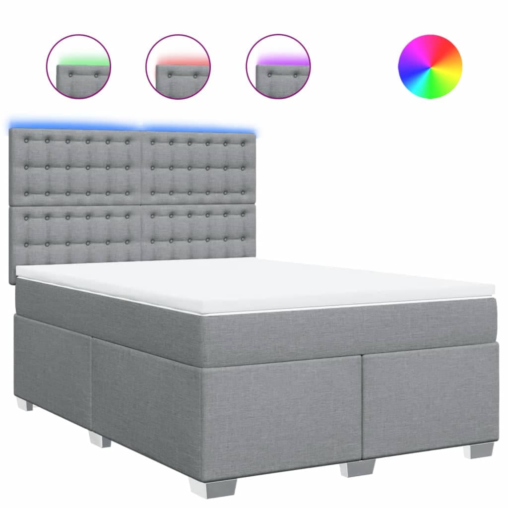 vidaXL Cama com Molas/colchão 140x200 cm Tecido Cinzento-claro - 4126759646