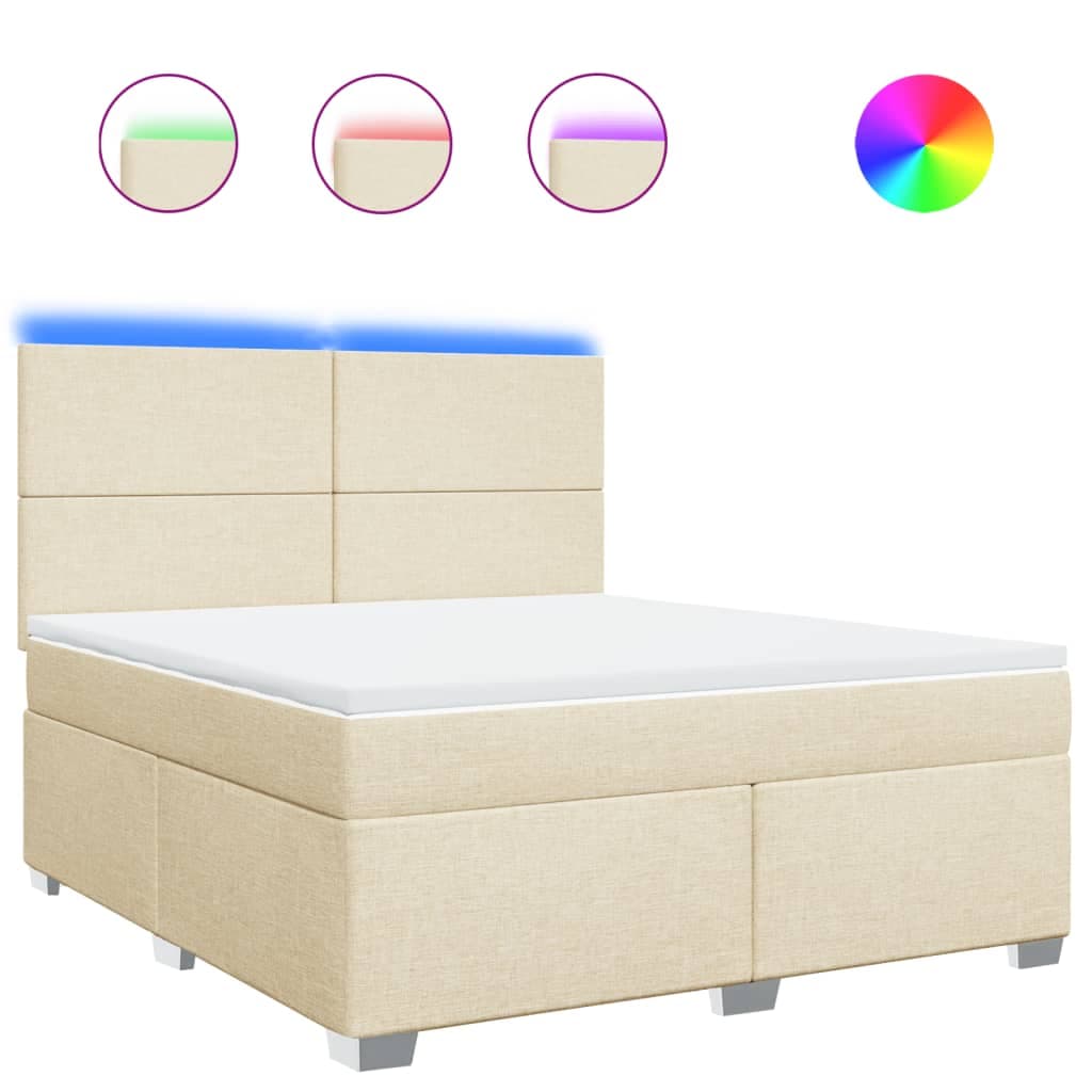 vidaXL Cama com molas/colchão 180x200 cm tecido cor creme