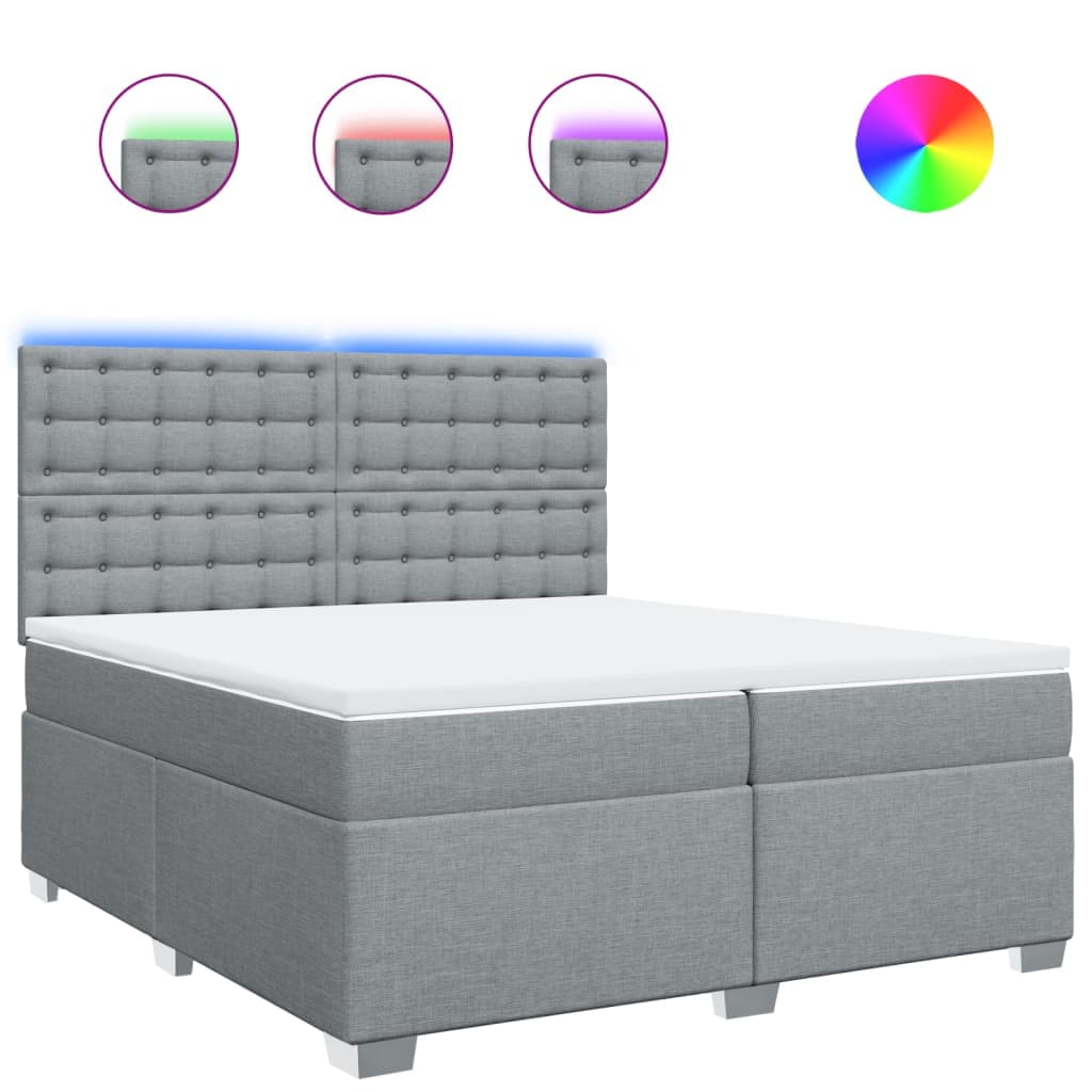 vidaXL Cama com Molas/colchão 200x200 cm Tecido Cinza-claro - 3485146688