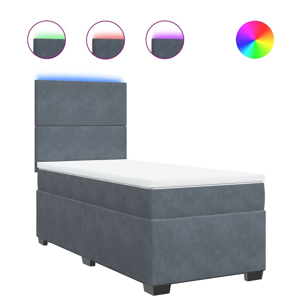 vidaXL Cama com Molas/colchão 80x200 cm Veludo Cinza-escuro - 3793329128