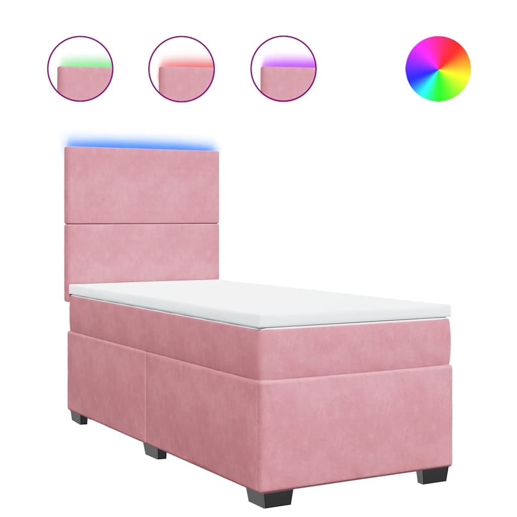 vidaXL Cama com molas/colchão 90x190 cm veludo rosa