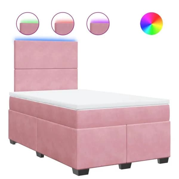 vidaXL Cama Boxspring com Colchão 120x190 cm Veludo Rosa - 3822842335