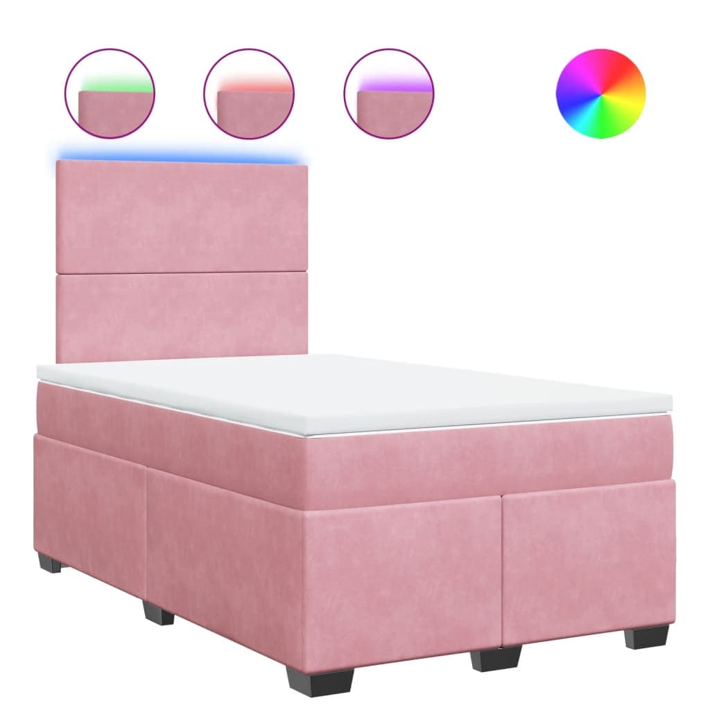 vidaXL Cama boxspring com colchão 120x200 cm veludo rosa