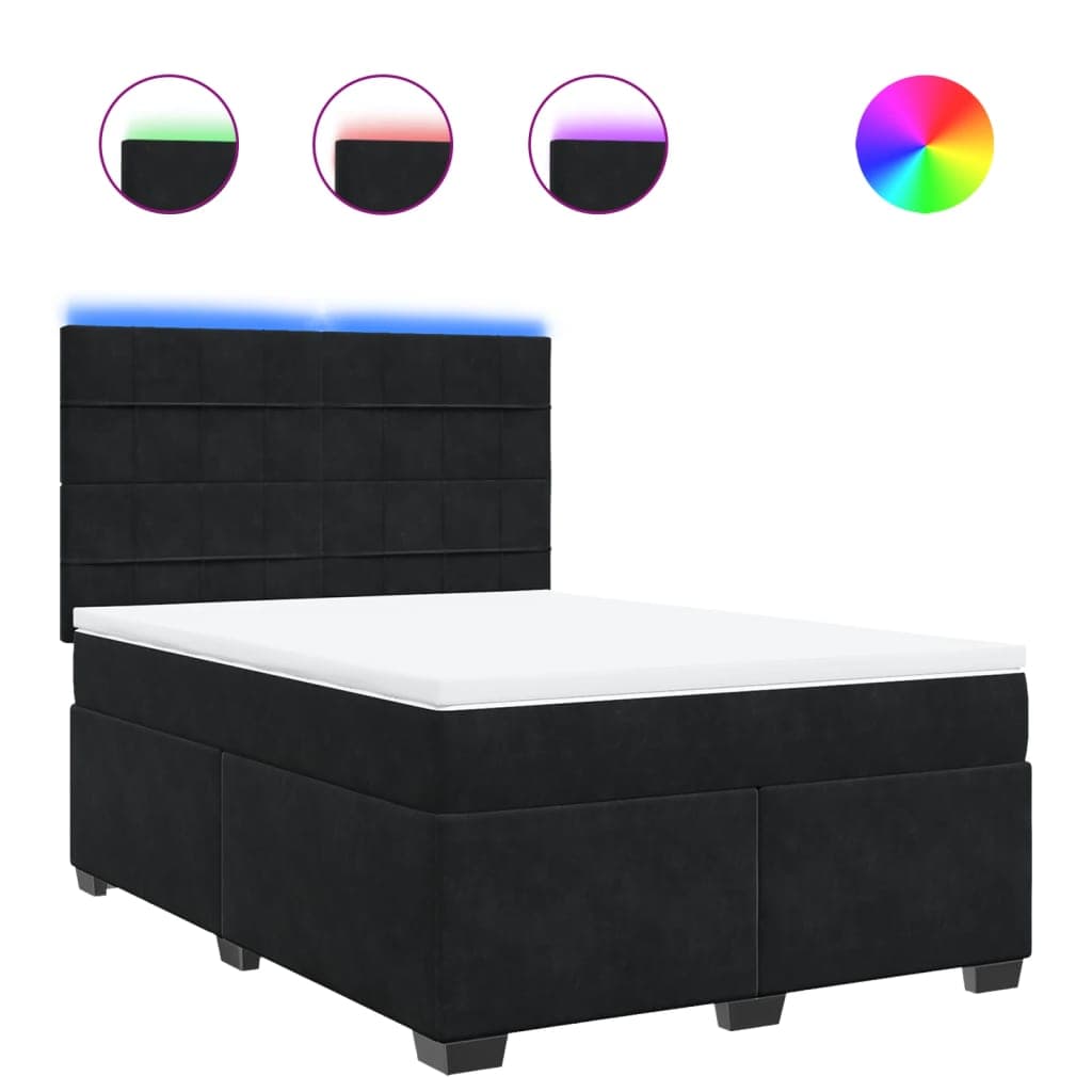 vidaXL Cama com molas/colchão 140x200 cm veludo preto