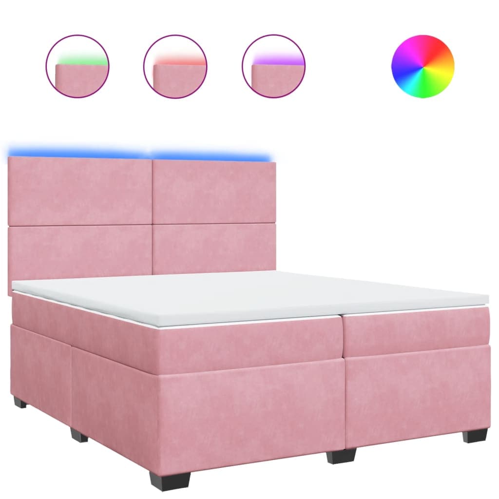 vidaXL Cama com molas/colchão 200x200 cm veludo rosa