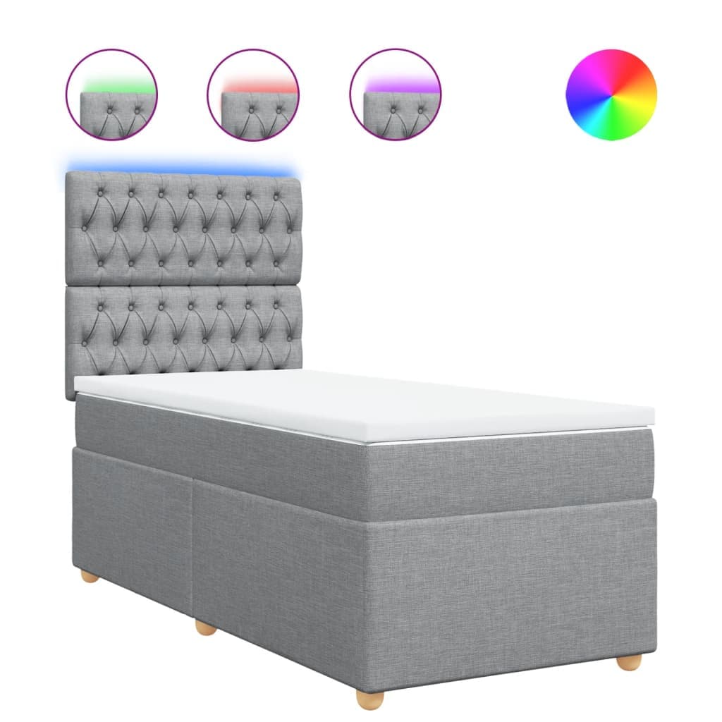 vidaXL Cama com molas/colchão 80x200 cm tecido cinza-claro
