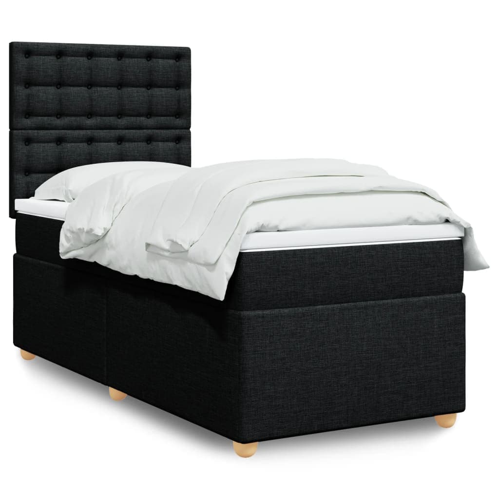 vidaXL Cama com Molas/colchão 90x190 cm Tecido Preto - 208901633