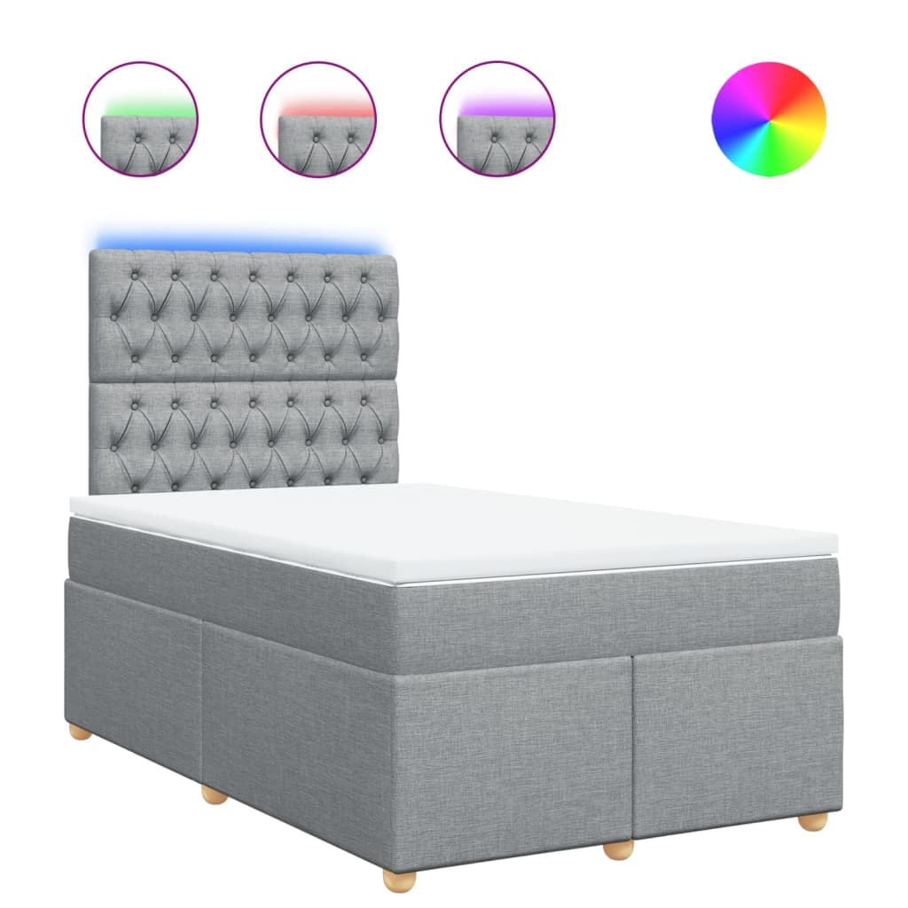 vidaXL Cama Boxspring com Colchão 120x190 cm Tecido Cinzento-claro - 3700752210