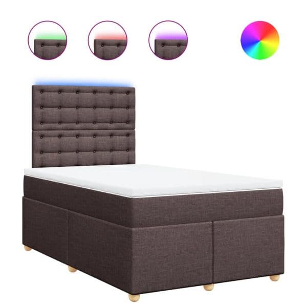 vidaXL Cama Boxspring com Colchão 120x190 cm Tecido Castanho-escuro - 3314535955