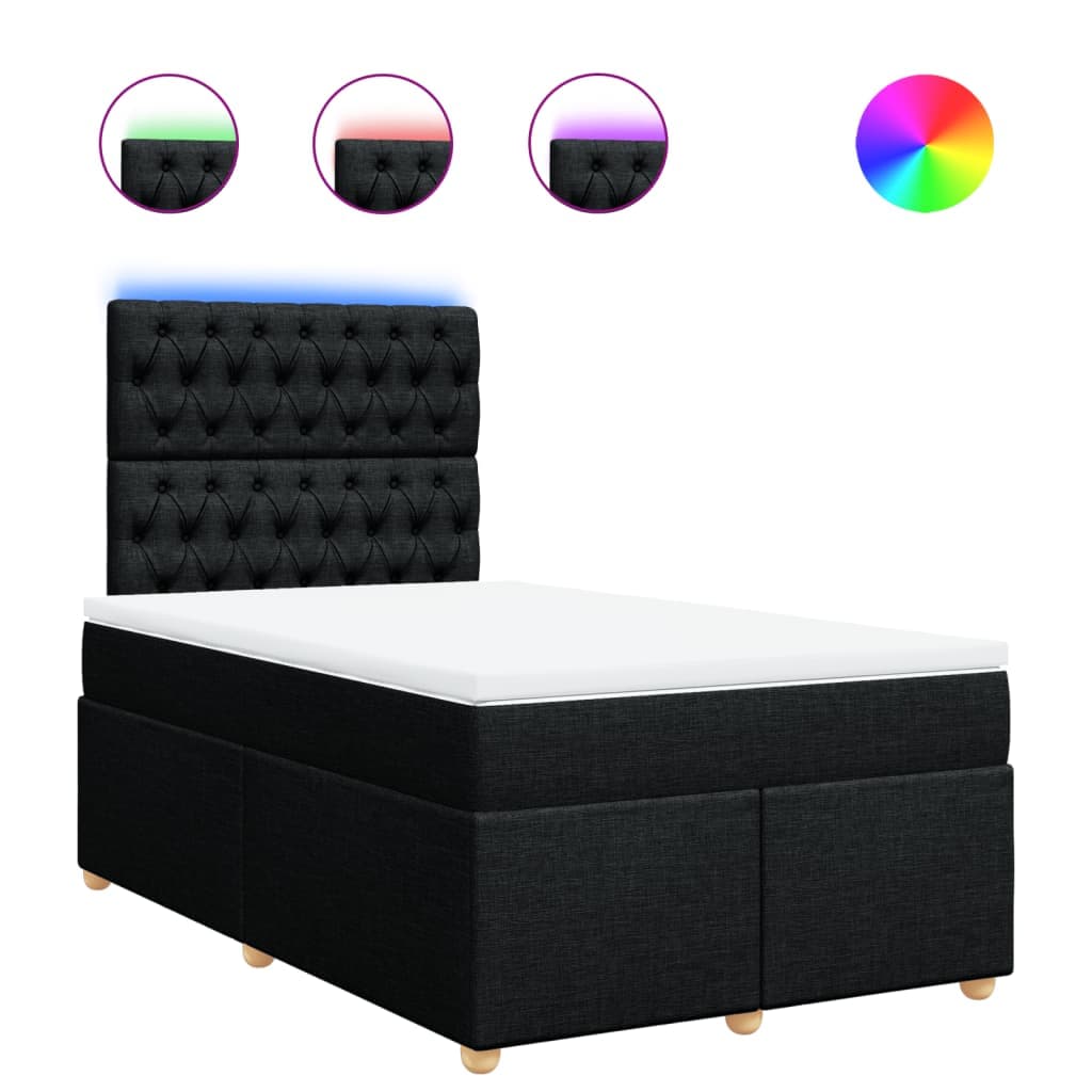vidaXL Cama com molas/colchão 120x200 cm tecido preto