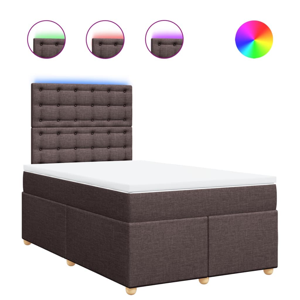 vidaXL Cama com molas/colchão 120x200 cm tecido castanho-escuro