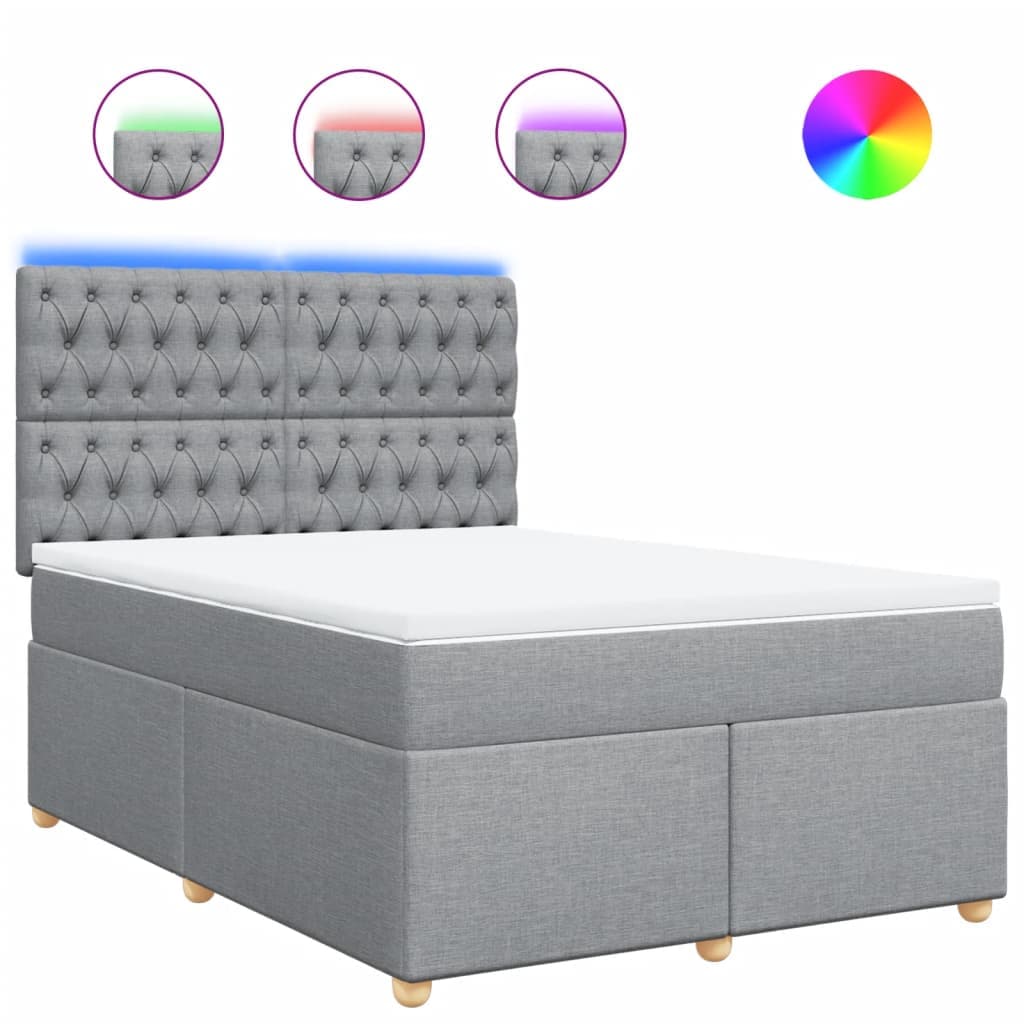 vidaXL Cama com Molas/colchão 140x200 cm Tecido Cinzento-claro - 480032765
