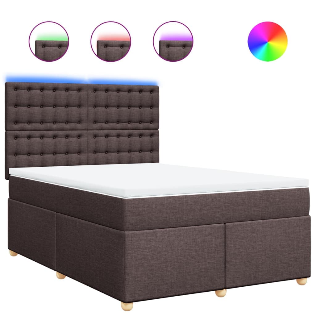 vidaXL Cama com molas/colchão 140x200 cm tecido castanho-escuro