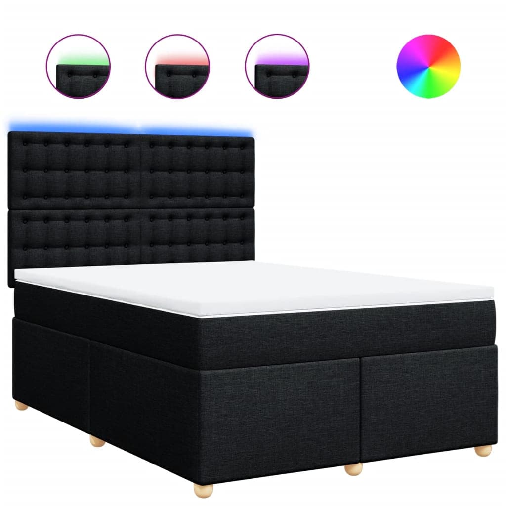 vidaXL Cama com Molas/colchão 160x200 cm Tecido Preto - 4287616539