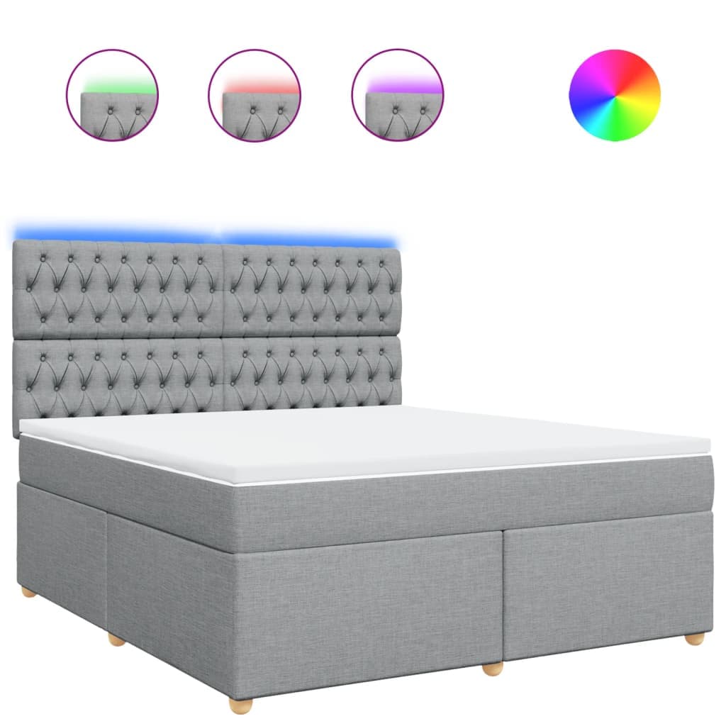 vidaXL Cama com Molas/colchão 180x200 cm Tecido Cinzento-claro - 3133047823