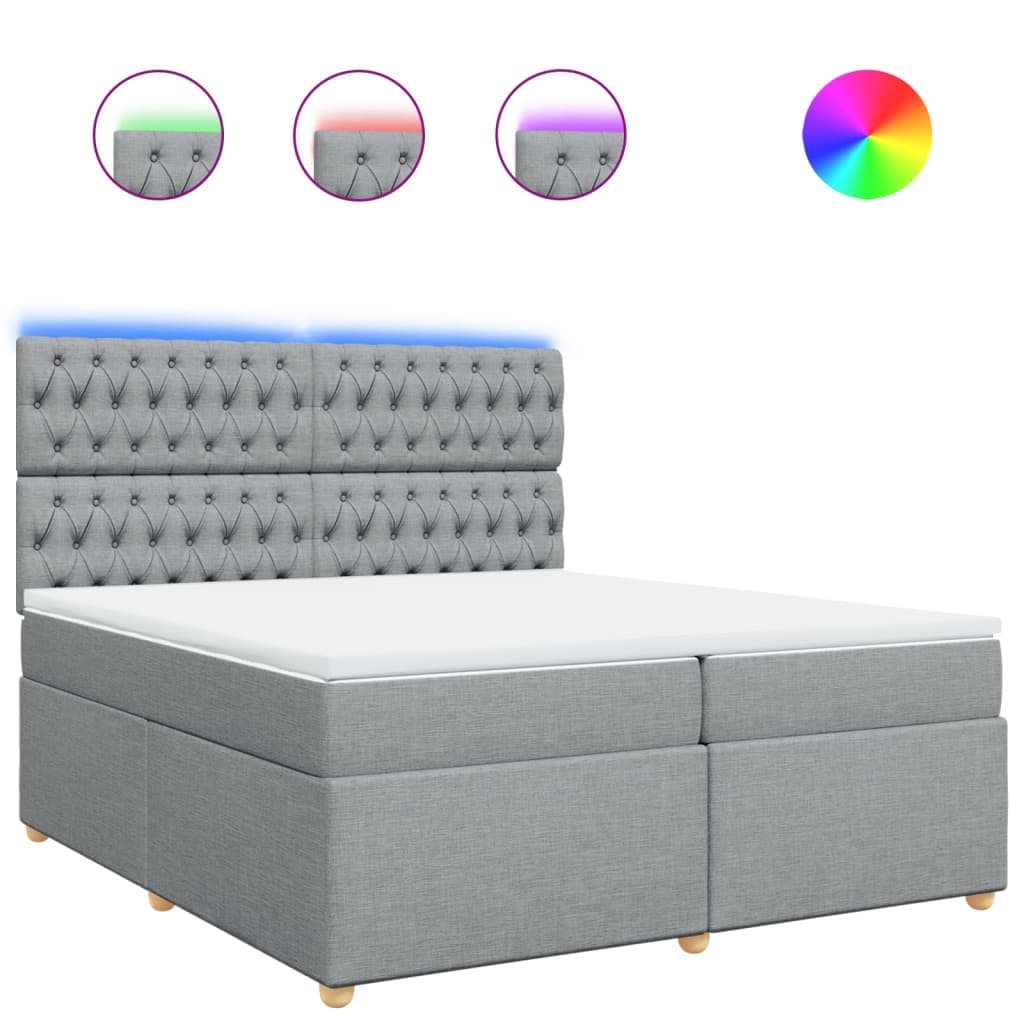 vidaXL Cama com molas/colchão 200x200 cm tecido cinza-claro