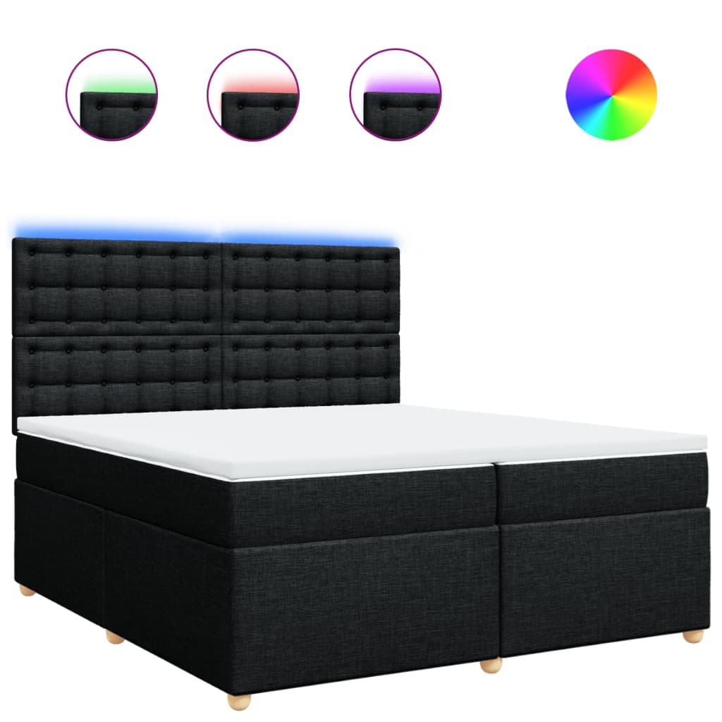 vidaXL Cama com molas/colchão 200x200 cm tecido preto