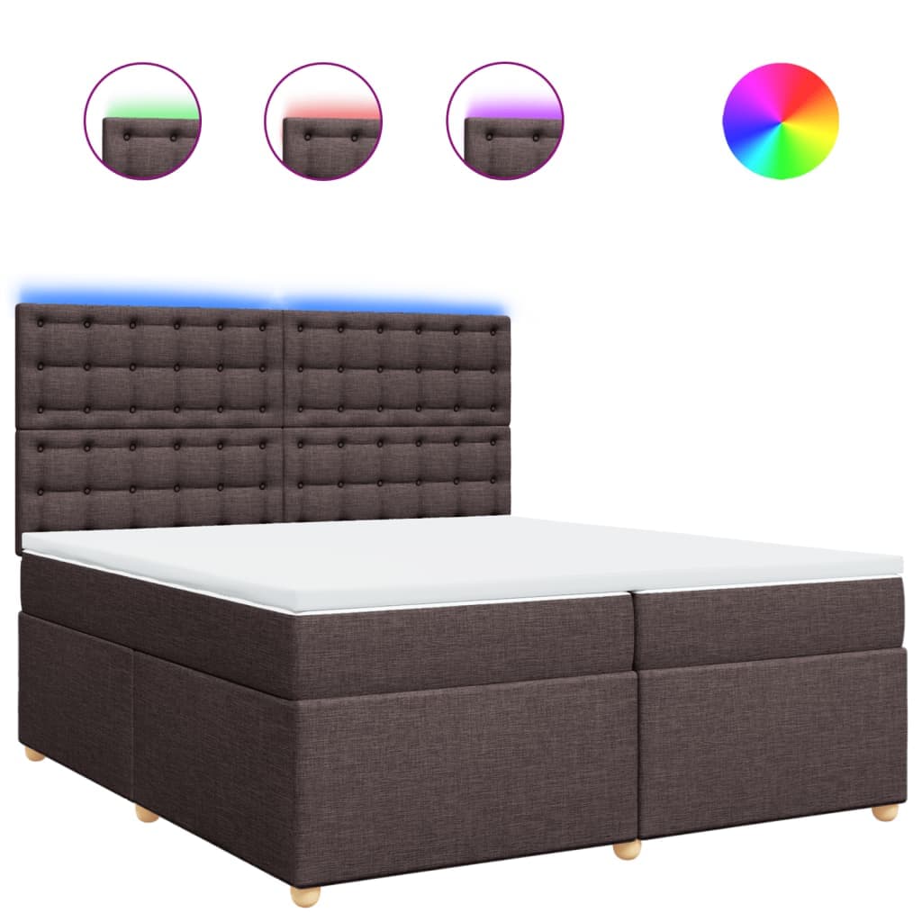 vidaXL Cama com molas/colchão 200x200 cm tecido castanho-escuro