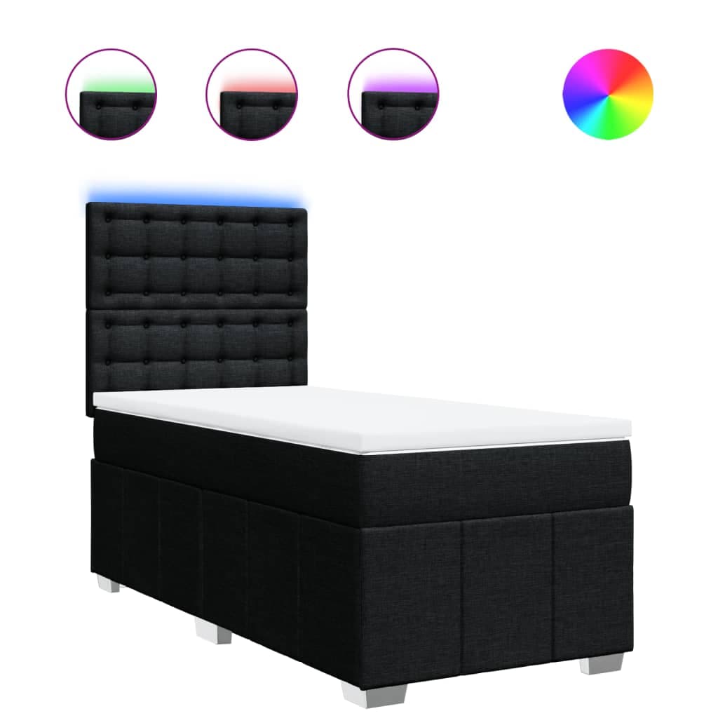 vidaXL Cama com molas/colchão 80x200 cm tecido preto