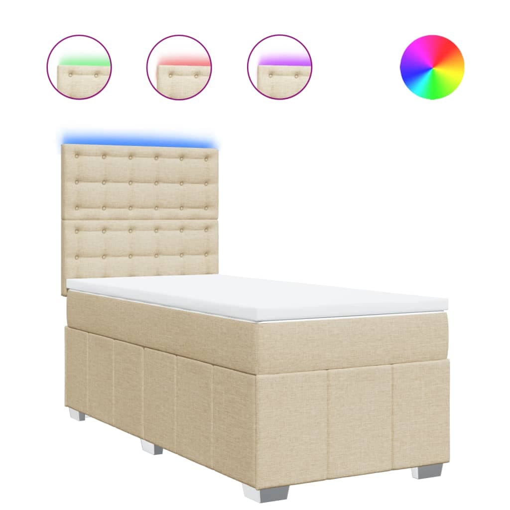 vidaXL Cama com molas/colchão 80x200 cm tecido cor crème