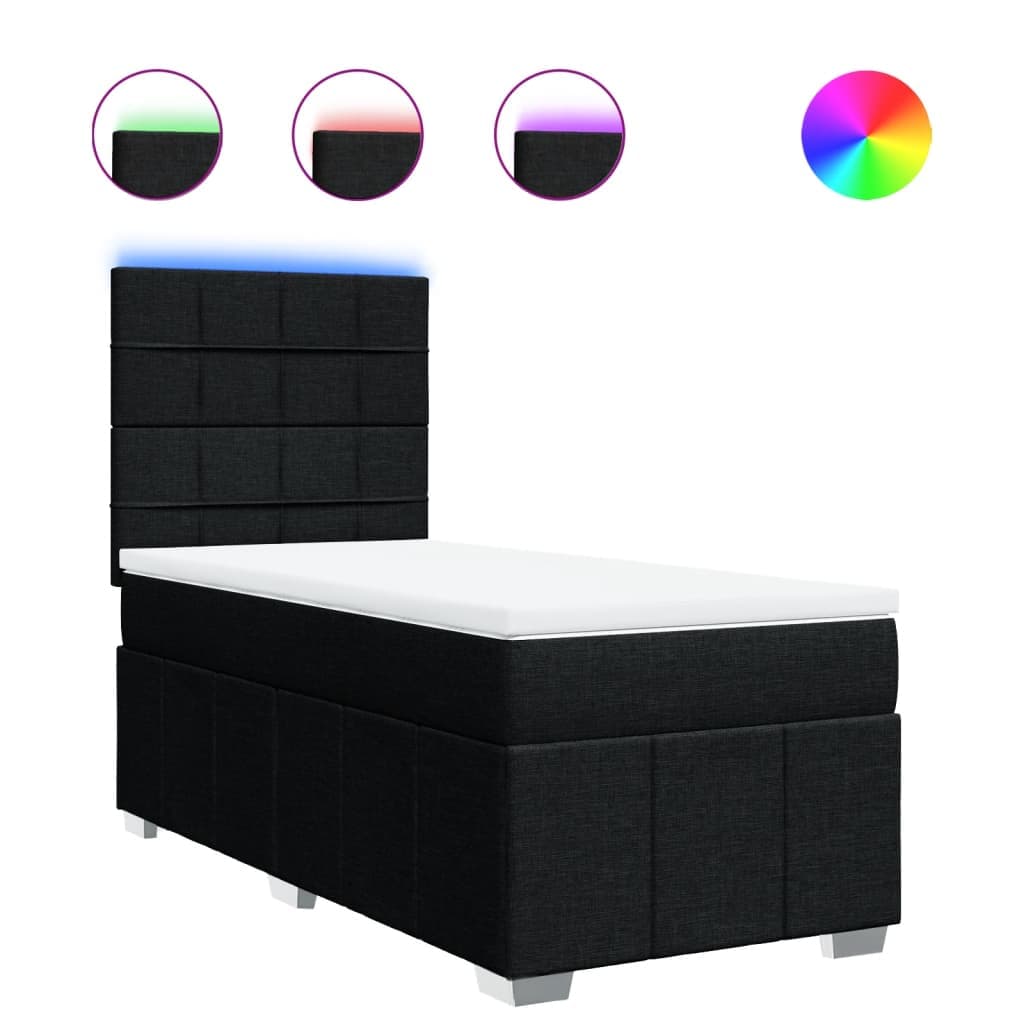 vidaXL Cama com molas/colchão 100x200 cm tecido preto