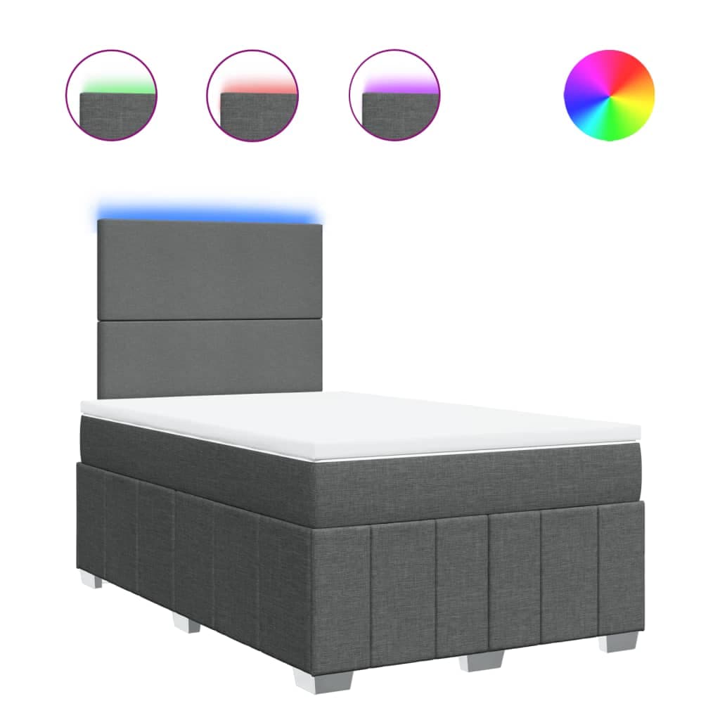vidaXL Cama com Molas/colchão 120x200 cm Tecido Cinzento-escuro - 1160846247