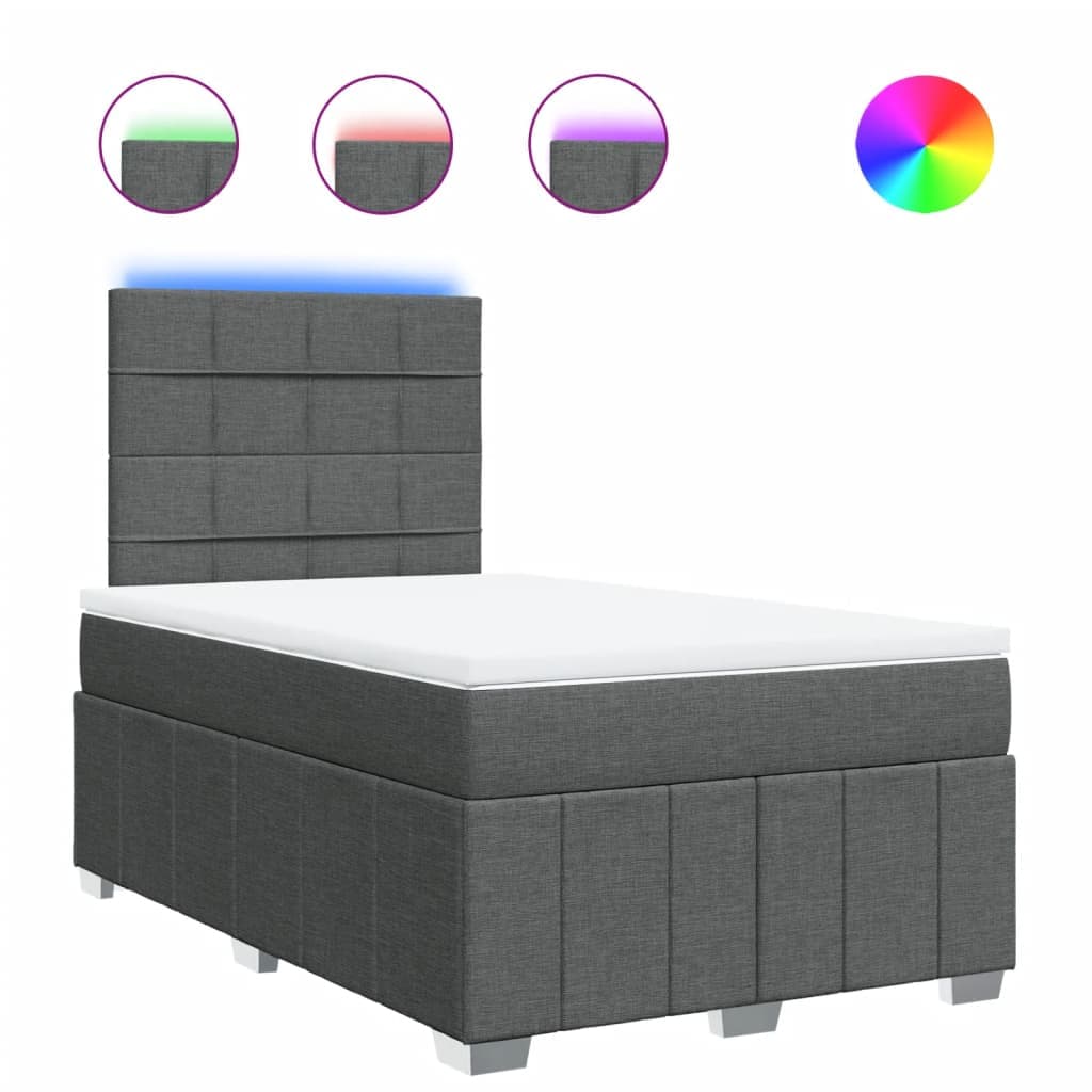vidaXL Cama com molas/colchão 120x200 cm tecido cinzento-escuro